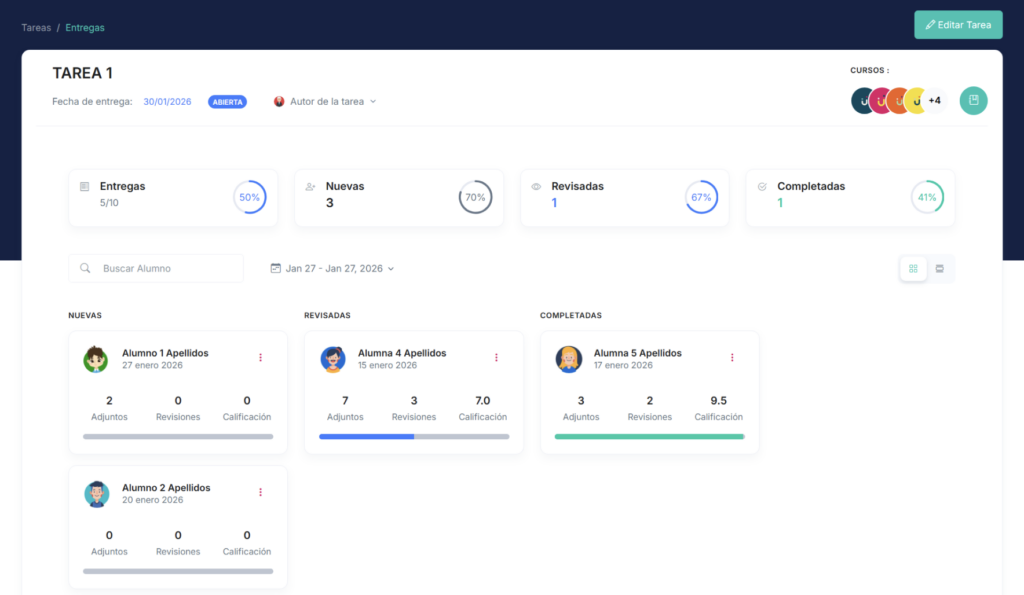 Pantalla del módulo nabbü mostrando tareas inteligentes