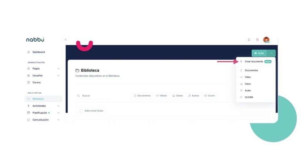 Las LMS tienen que adaptarse a las necesidades de los centros, por eso hemos creado el editor de texto enriquecido nabbü, para crear archivos al instante dentro del propio aula virtual.